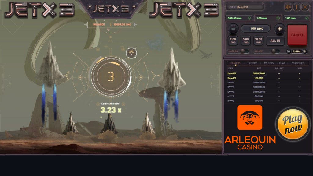 Play JetX3 At Arlequin Casino